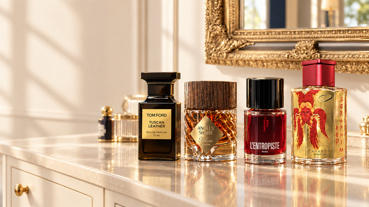 Mémoire Tom Ford Tuscan Leather Kilian Angels' Share Paradis L'Entropiste Ensang Noir Zaharoff Seraphim Red